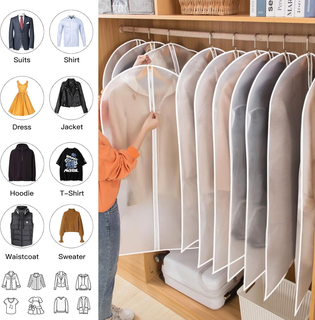 PEVA Garment Cover Set – 24-Pack Hanging Garment Covers in 3 Sizes | Kalsten
