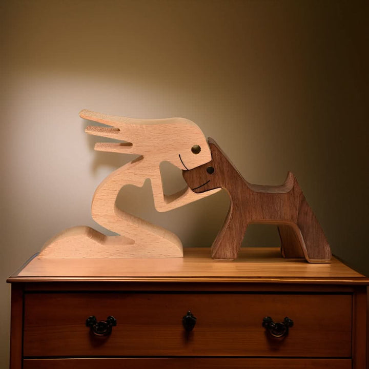 Kalsten | Handcrafted Wood Dog and Human Figurine